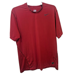 Nike Shirt Mens Large Red Fitted Dri Fit Short Sleeve Pro Active